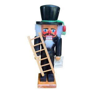 Vtg Christian Ulbricht Seiffener Nutcracker Chimney Sweeper w/Ladder Erzgebirge